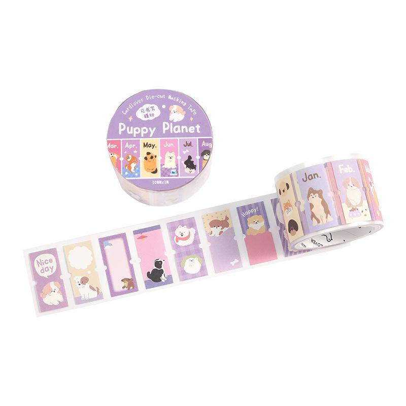 Die-Cut Tape Warm Light Small Imprint Cute Pet Journal Decorative Label Stickers