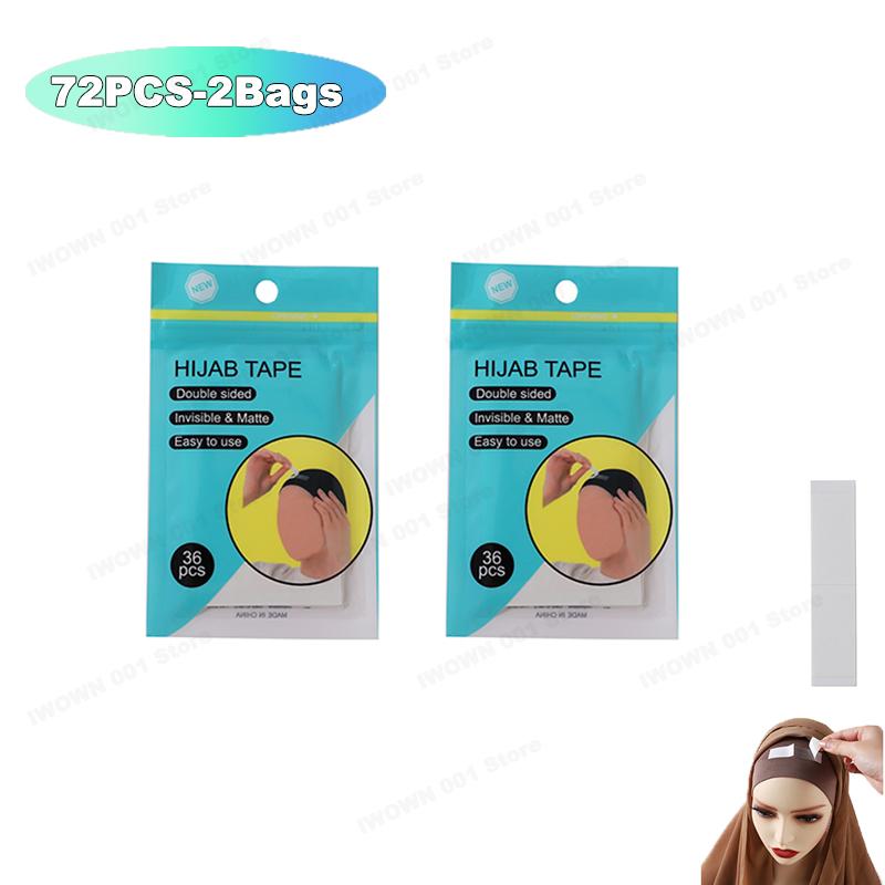 36Pcs/Set Hijab Tape Muslim Women Hijab Accessory Non-Slip Undercap Scarf Double Sided Transparent Removeable Tape Easy To Use