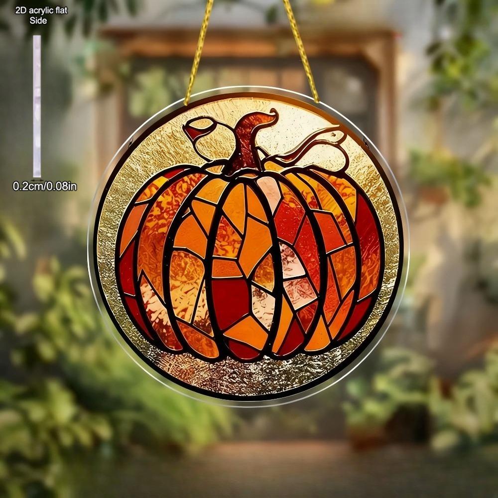 Pumpkin Theme Sun Catcher Acrylic Hang Sign, Nurseries, Vintage Home Decor Wall for Bar Kitchen, Restaurant Shop Wall Decor, Garden Decoration, Vinta