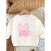 Sweet Cartoon Print Pattern, Comfortable and Simple Baby Round-neck Sweatshirt for 0-3 Year Old Baby Girls