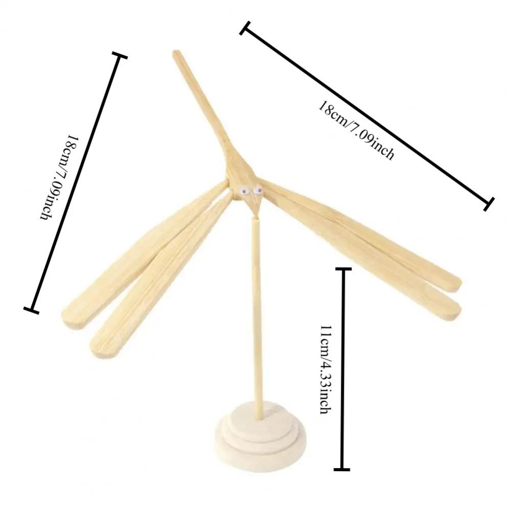 Bamboo Dragonfly Wind Power Balanced Rotating Model Wooden Craft Desktop Ornament Kids Toy
