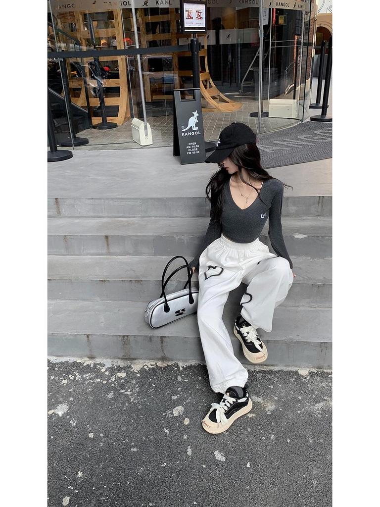 Women's High-Waist Slimming Love Heart Sports Pants - Trendy Spring/Summer Straight Casuals