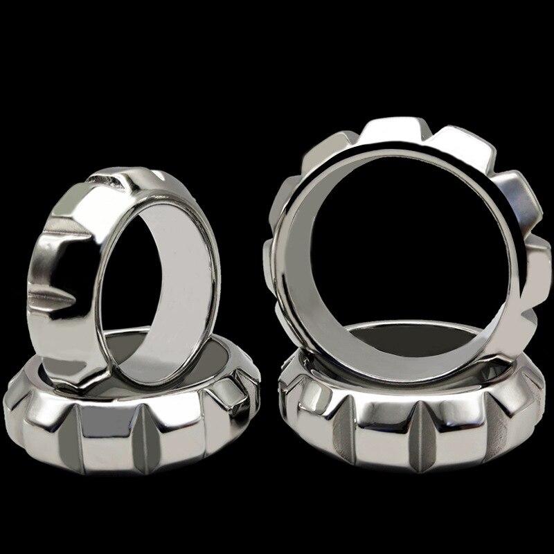 Men's Metal Penis Exerciser Stainless Steel Chastity Lock Rings Adult Sex Toys Cock Ring Sexy Torture  Slave