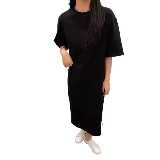 Women's Short Sleeve Midi Dress Summer Casual Round Neck Shirt Dress Loose Beach Shift