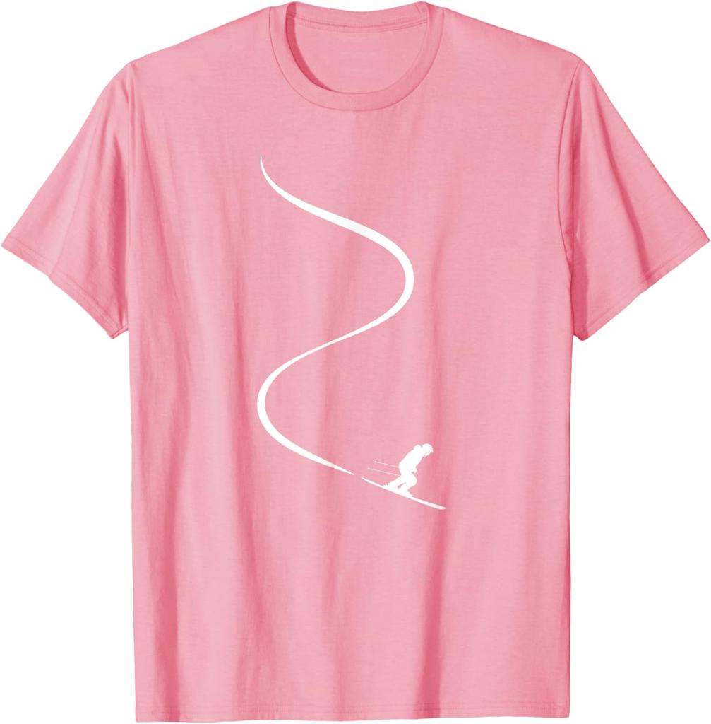 Skier Carving Powder Snow Trail Graphic TShirt Breathable Casual Short Sleeve Tee