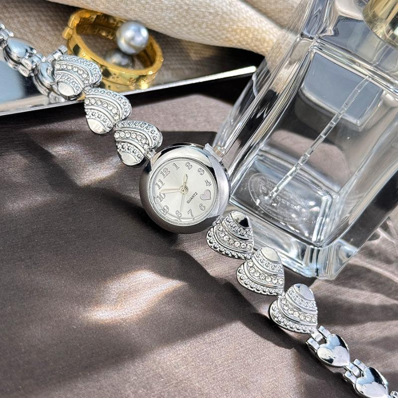 Fashion Heart-shaped Bracelet Ladies Watch Alloy Strap Rhinestone Inlaid Quartz Watch for Women Wristwatches Clock Montre Femme