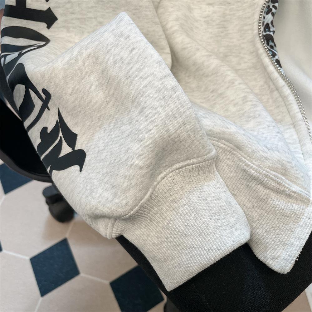 Unisex Retro Gothic Leopard Print Hoodie Jacket for Fall/Winter