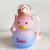 Cute Big Belly Water Cup Kawaii Duck Water Bottle with Straw Water-drinking Strap Duck Water Cup