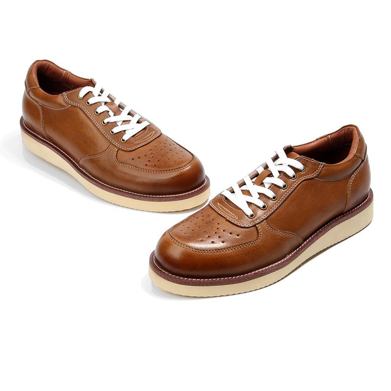 Air Force One Thick-Soled Muffin Shoes Men'S Casual Shoes Board Shoes Retro Polished Old Leather Shoes 2002-6