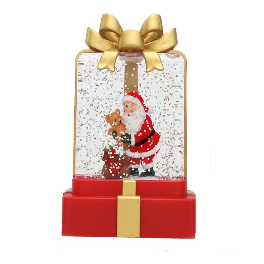 

Светящаяся лампа в виде рождественской подарочной коробки Теплое освещение Рождественский фонарь-глобус Украшение для дома Santa