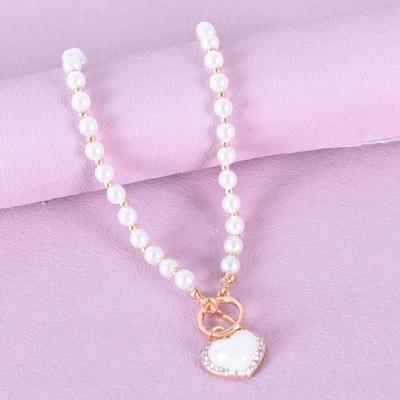 Yousheng Perlen-Choker-Halsketten für Damen, Faux-Perlen, Herz, Schlüsselbein-Kette, Pullover-Halskette, Mode-Accessoires für jeden Anlass