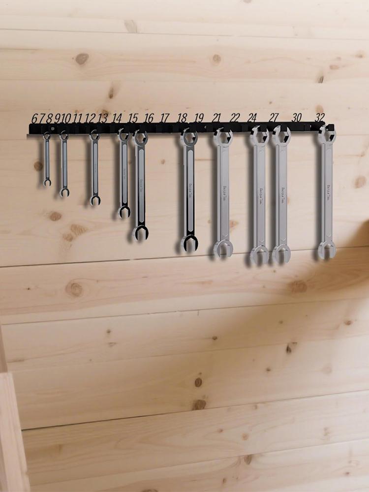 Metal Wall-Mounted Wrench Organizer Heavy Duty Mechanic Socket Tool Holder for Garage Shed Work Van Garden Shop