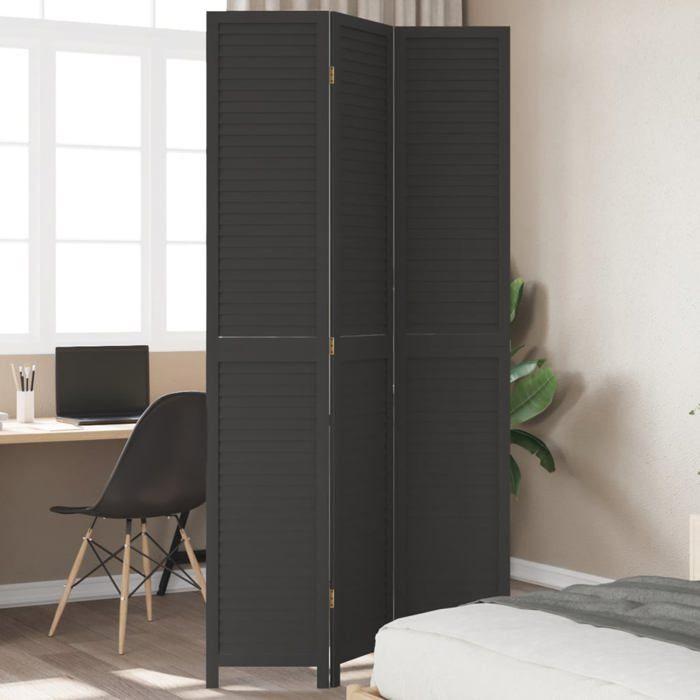 VidaXL Cloison de Séparation 3 Panneaux, Séparateur de Pièce, Écran d'Intimité, Paravent de Salon Chambre, Noir Bois de 358848