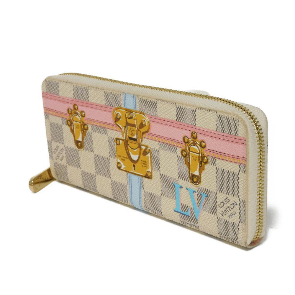 Used 12564 Portefeiulle Clemence N60109 7940 LV logo trompe l'oeil Damier As summer trunk Rose Ballerine Ladies from