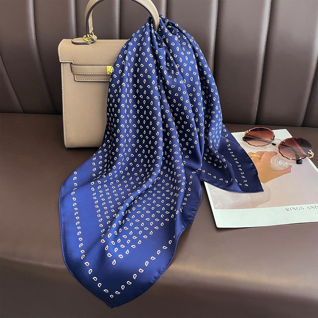 New Floral Print Silk Feeling 70cm Square Scarf Women Foulard Cashew Neckerchief Lady Satin Head Hijab Female Decorate Neck Ties