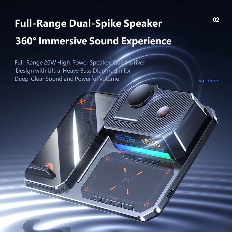 Automatic Lift Dual-Coil 3-in-1 Wireless Charger Station, Fast Charging Dock for Phone Watch Earbuds, Multi-Device Charging Stand with LED Display