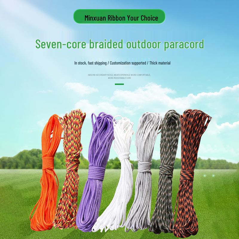 Colorful Hand-woven Paracord Rope for Outdoor Survival and Camping Orange 7-core