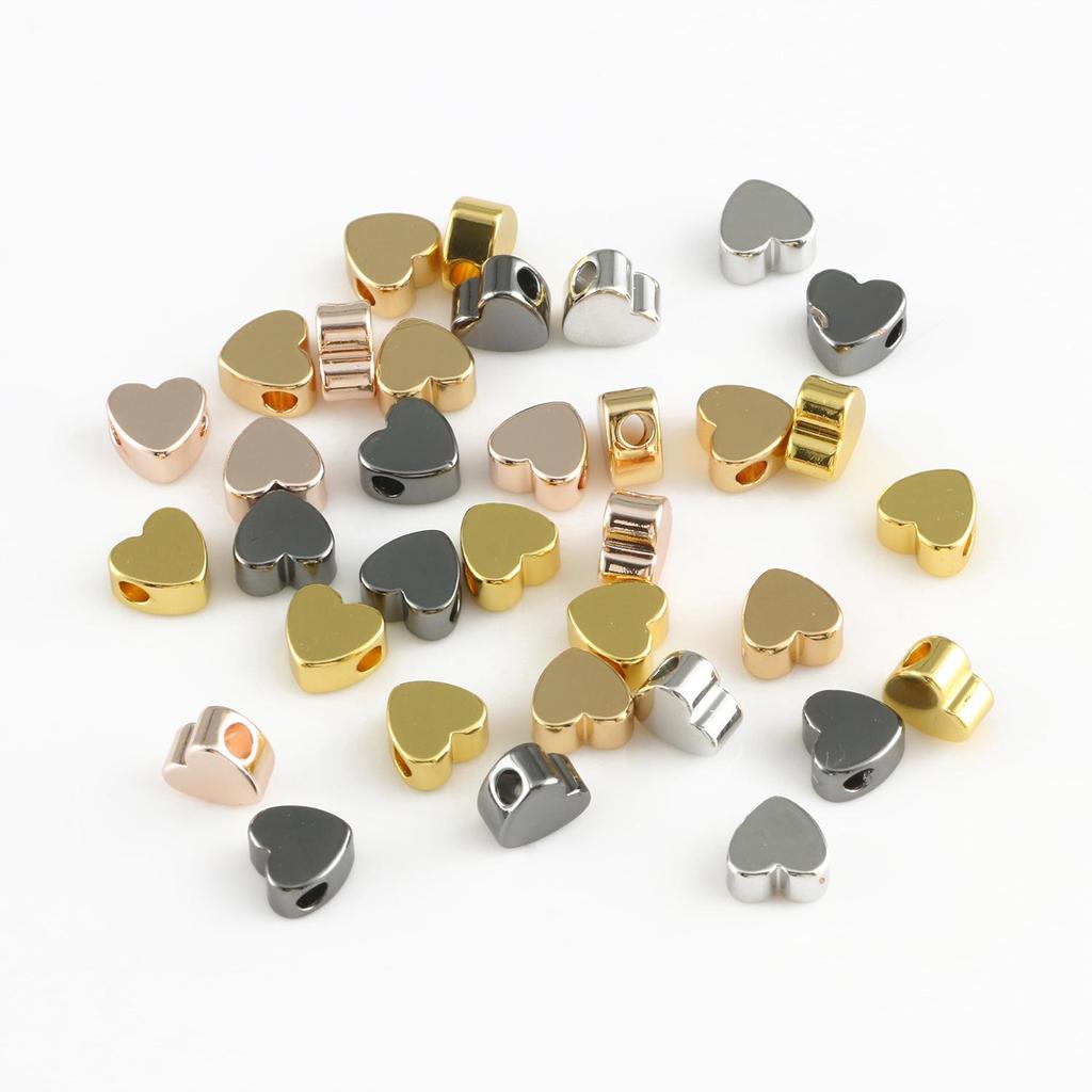 10pcs Copper Beads Charms Cross Heart Star Moon Beads Plated Crafts Color Retention Beads for Jewelry Making Diy Bracelet Necklace