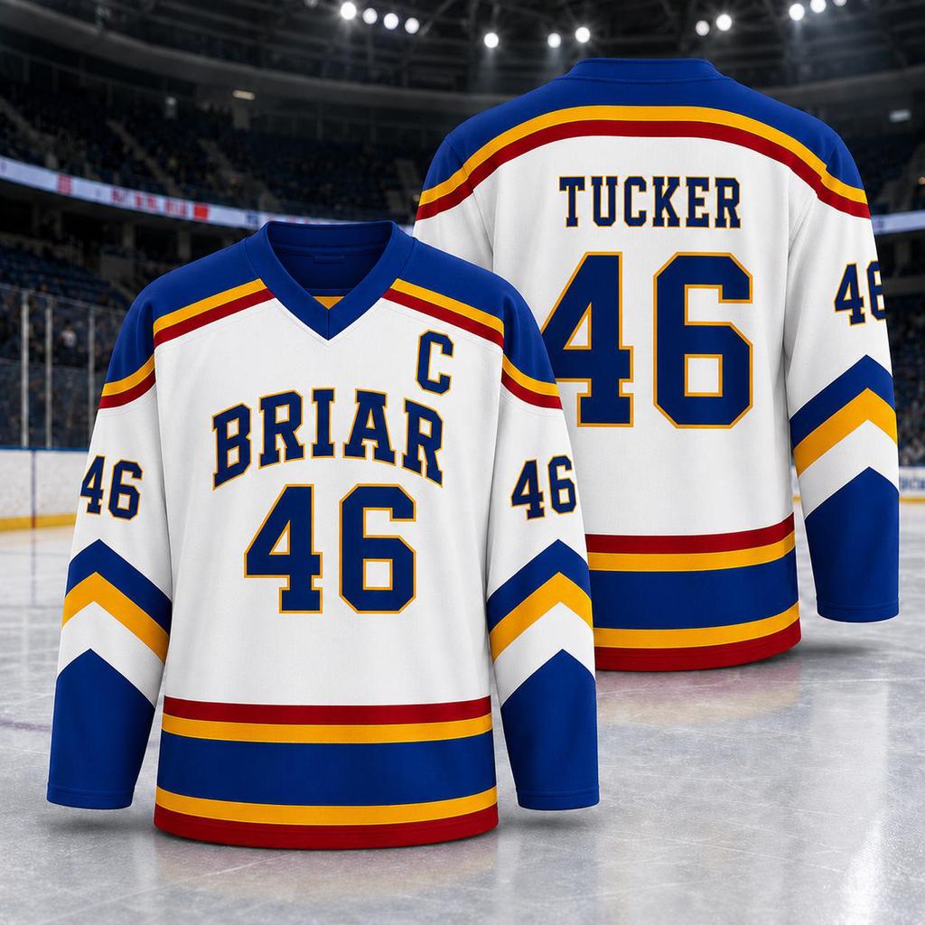 Unisex Langarm Eishockey Trikot Nummer 44 Briar Graham Design Klassische Sportbekleidung für Damen und Herren Bequeme Passform