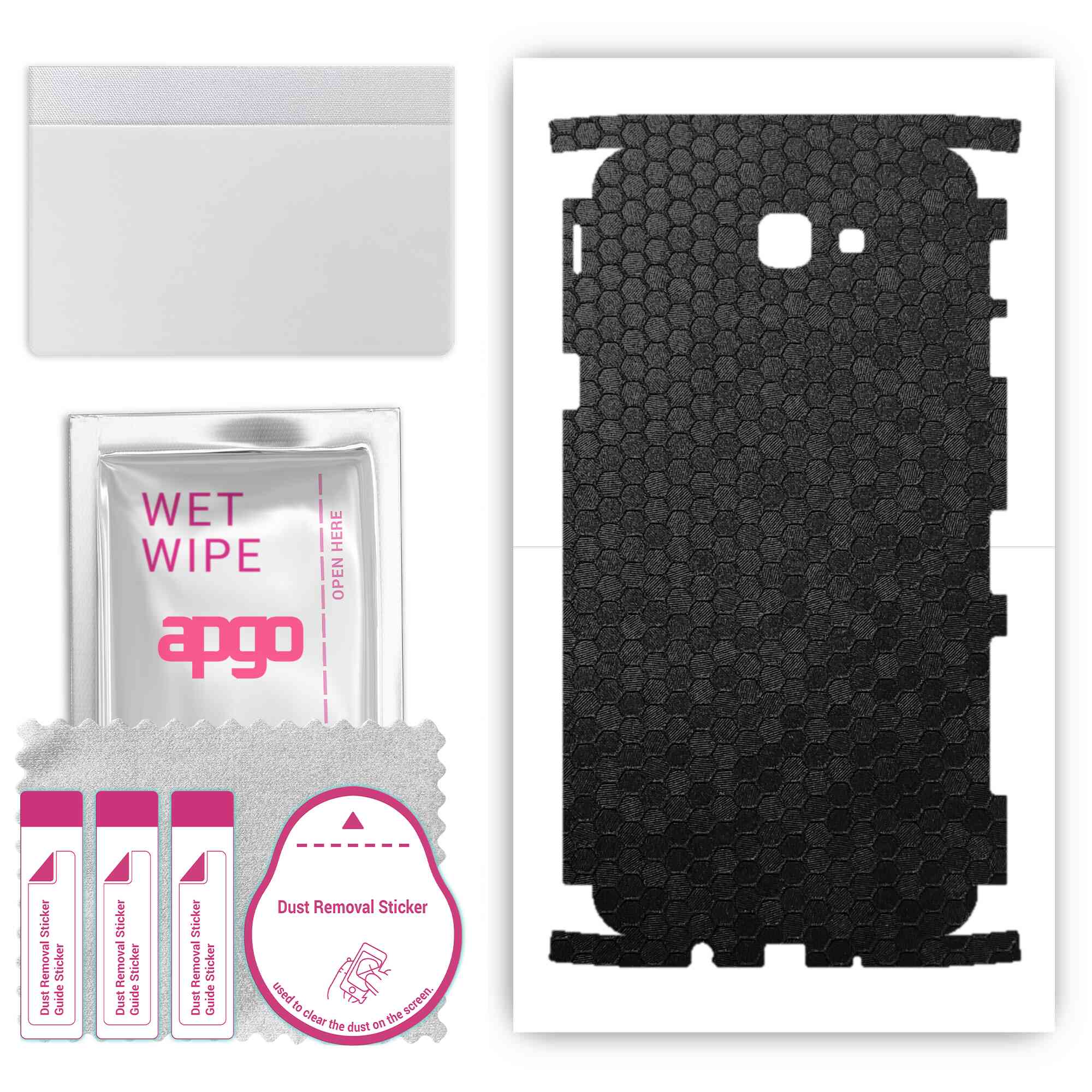 

Apgo Protective Skin Sticker for the back+sides compatible with Samsung Galaxy J5 Prime, Full Wrap Film, Foil, Vinyl - Pattern Black Honeycomb