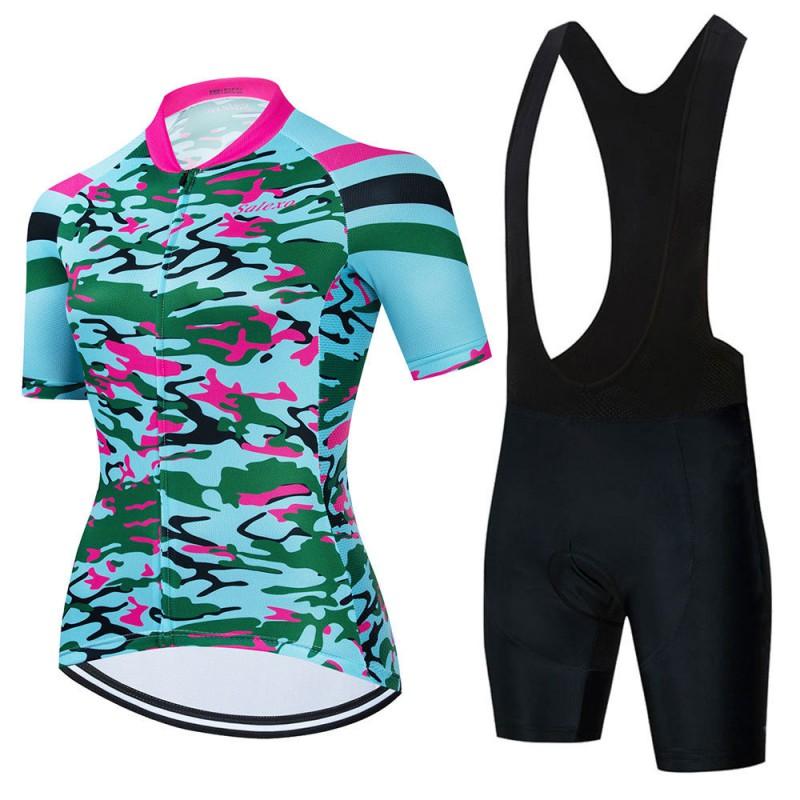 Womens Breathable Cycling Jersey Set Short Sleeve Mountain Road Bike Apparel Slim Fit