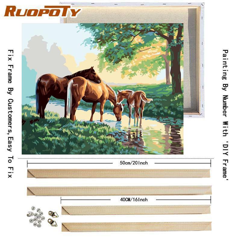 

Рамка Diy Paint By Numbers Horse For Adults Kits Wall Art Picture on Numbers For Home Decor 40x50 40x50cm Diy Frame