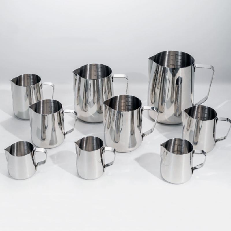 Dzbanki na mleko 150/250/350/600 ml ze skalą laserową Stal nierdzewna Retro Dzbanek do mleka Spieniacz do mleka Kubek do kawy