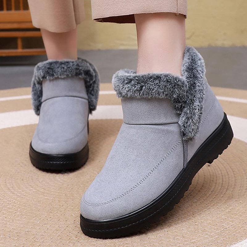 Damenstiefel Winterstiefel mit Fell Warme Stiefeletten Schnee Botas Mujer Slipper Fellschuhe Frau Winter Schuhe Schwarz Damen