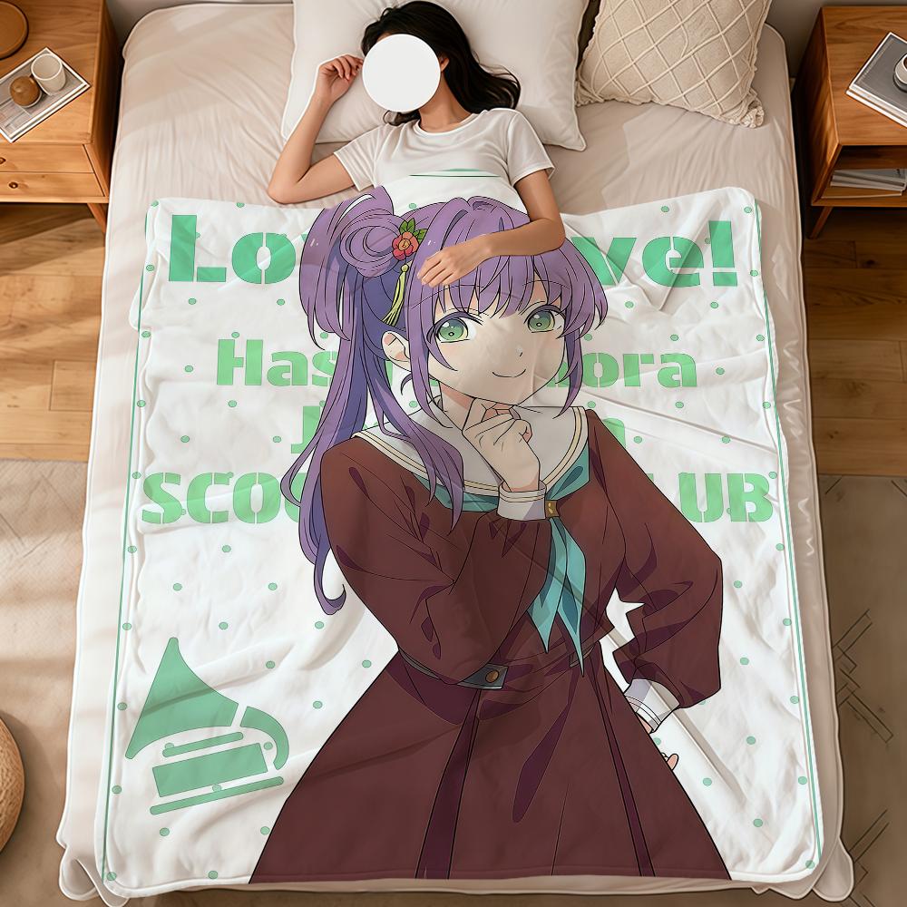 Anime Kawaii Art Girl Love L-live Soft Warm Plush Blanket for Dormitory Sofa Living Room Pet Hogar Bedroom Gift Nap Home Flannel