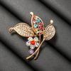 Elegant Rhinestone Flower Bouquet Lapel Pin