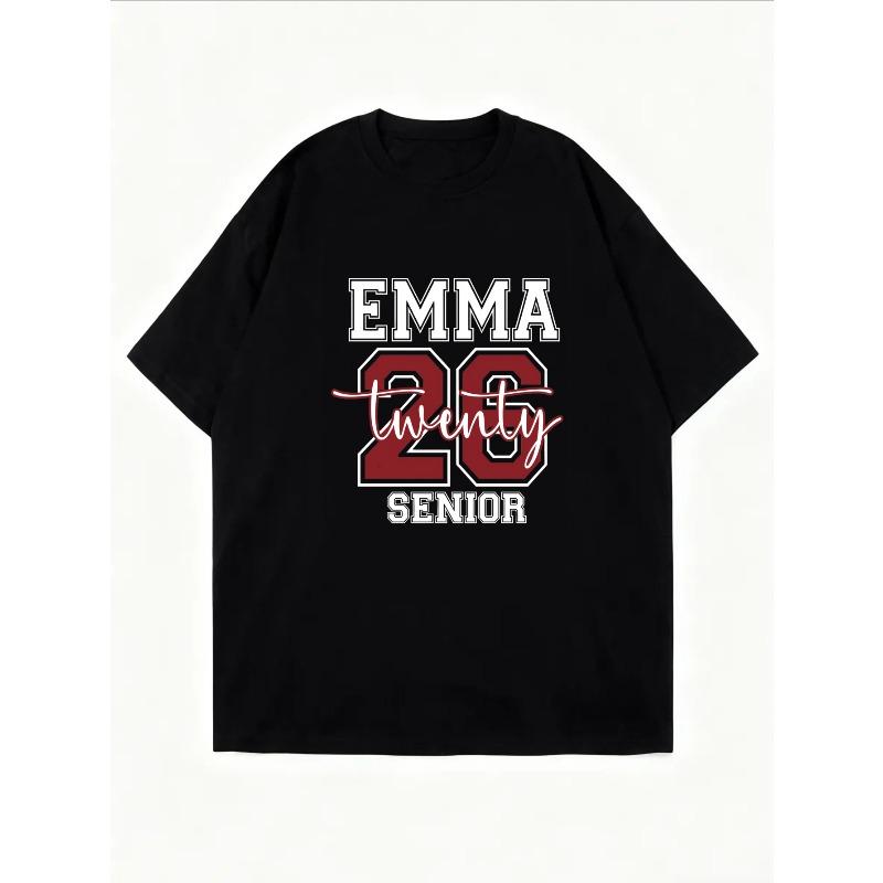 White T Shirt With Emma Twenty 26 Senior Print For Graduation Celebration