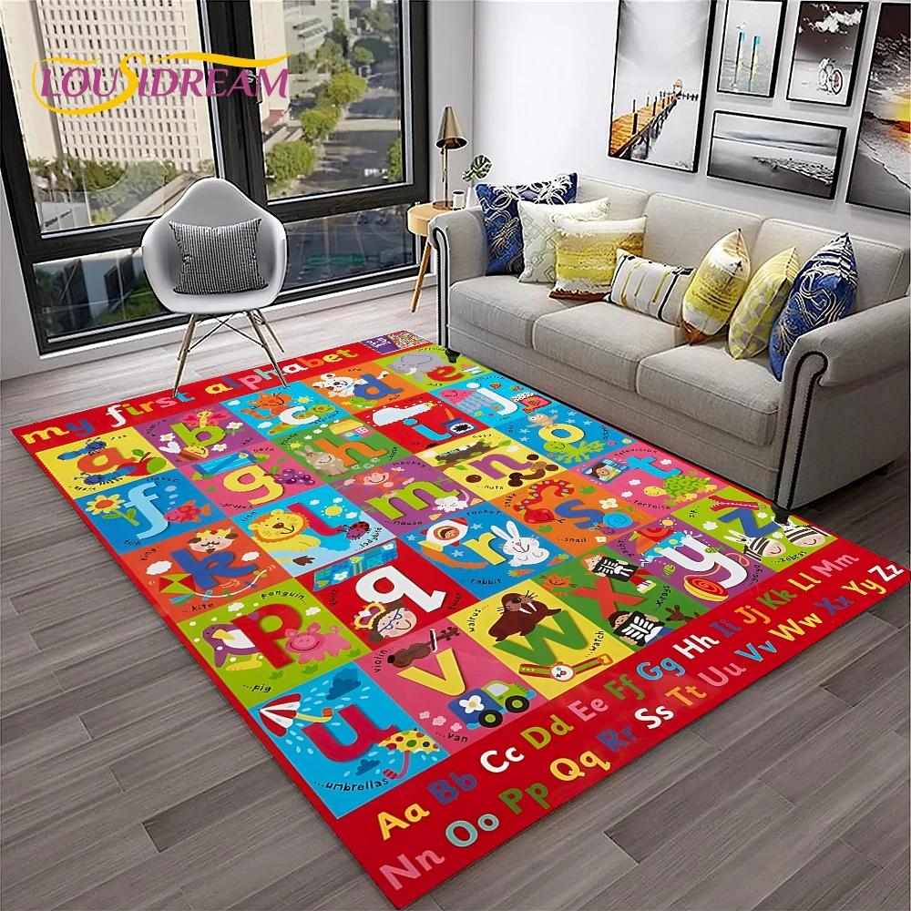 Alphabet ABC Early Education Cartoon Children Crawling Carpet Rug for Bedroom Living Room Sofa Decoration,Large Decor Floor Mat