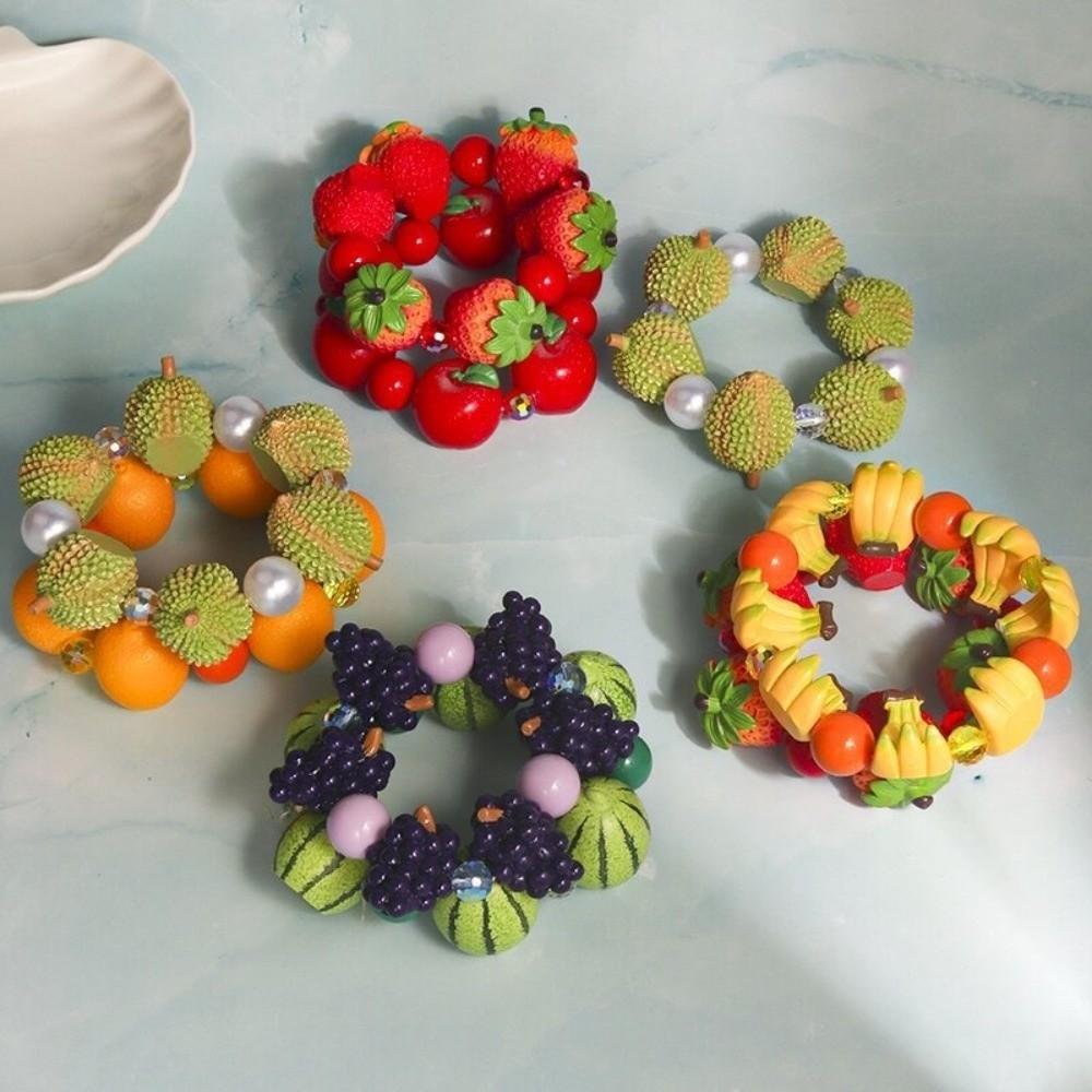 Resin Fruit Beaded Bracelet Colorful Beaded Bracelet Unique Exaggerated Bracelet Women