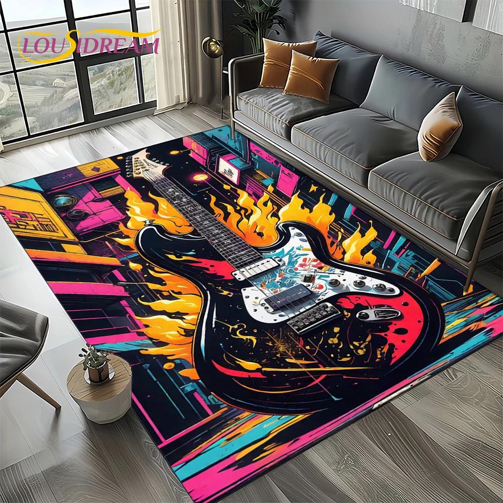 27 Style New Skull Electric Guitar Classical Guitar Carpet Rug for Living Room Bedroom Home Sofa,kid Area Rug Non-slip Floor Mat
