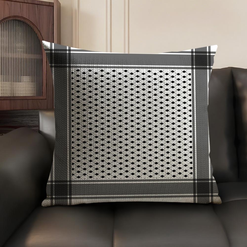 Arabische Keffiyeh Traditionelle Kissenhülle Naturleinen Bio-Stoff Zweiseitiger Druck Sofa Heimdekoration Geschenk Kissenbezug