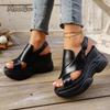 Fashion New Summer Fashion Comfortable Round-toe Wedge Light Roman Sandals Non-slip Thick-soled Platform Sandals for Women Sandalias