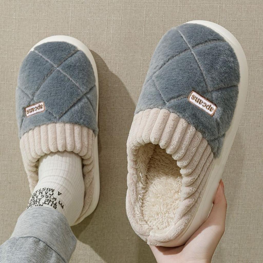 Baumwollpantoffeln für Damen und Herren, Herbst und Winter, Indoor Zuhause, Weiche Sohle, Rutschfest, Haushaltliche Wärme, Plüsch, Paar Baumwollpantoffeln