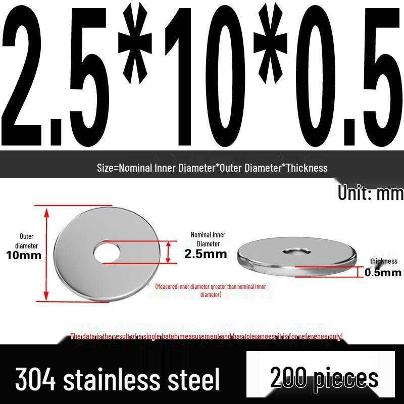 Thickened 304 Stainless Steel Flat Washer Spacer (M2-M36)