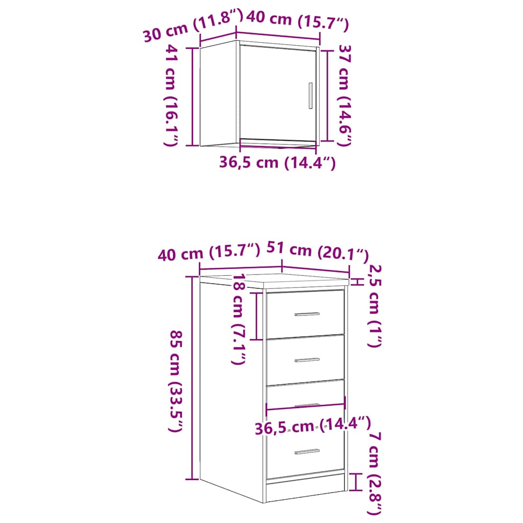 Garage Cabinets 2 pcs Artisan Oak Wood Based Material