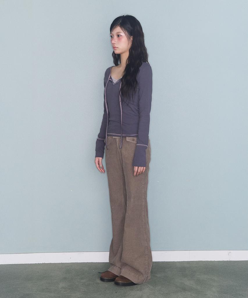 Mileko Stitch Ribbon T Charcoal
