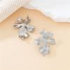 Silver Gray Irregular Flower Stud Earrings Glossy Simple Style Atmosphere High Fashion Versatile
