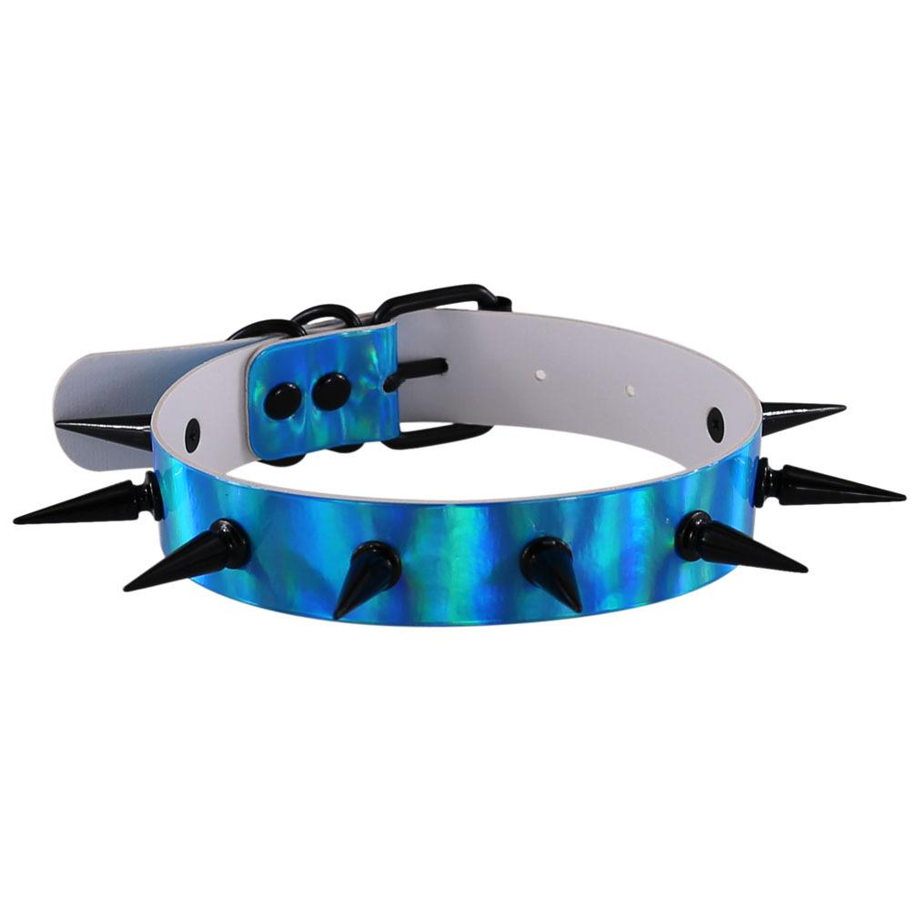 Holographic Spiked Choker Rave Festival Fashion Choker Holo Hologram Collar Pastelgoth Rainbow Jewelry