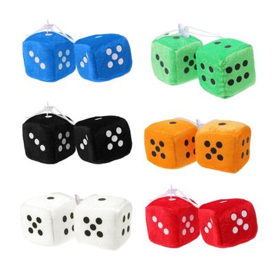 2 PCS Multicolor Plush Dices Car Hanging Pendant New Year Dice Plush Dice Model Decoration Rearview Mirrors Styling
