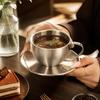 Heat Resistant Coffee Mug Stainless Steel Tea Mug Luxury Cup Saucer Set  Household Coffee