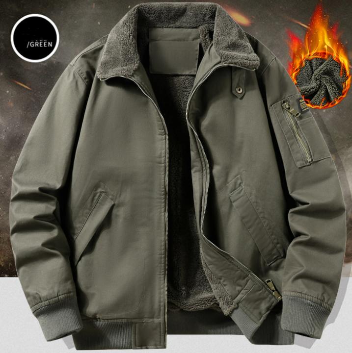 Men's Winter Fleece-Lined Jacket Oversized Collar Warm Jacket