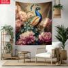 Peacock Tapestry Bird Art Wall Hanging Floral Bohemian Decor Elegant Home Decoration Tropical Nature Art Living Room Accent