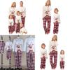 Stylish Christmas-themed Cotton Pajamas For Adults And Kids Long Sleeve 2-piece Set