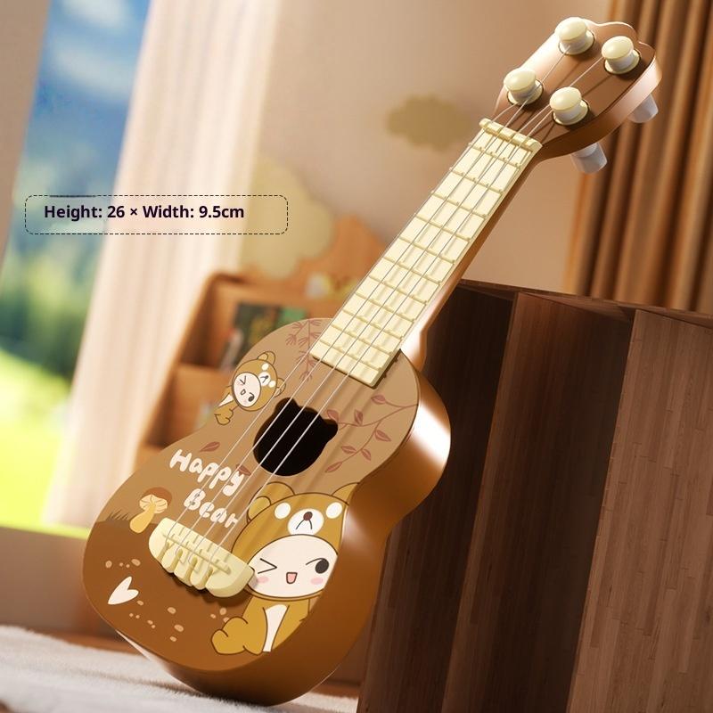 1 Stück Lern- und Bildungsgeschenke 26/35 cm Kindergitarre 4 Saiten Musikinstrument mit Plektren Simulierendes Yukrili Musikspielzeug
