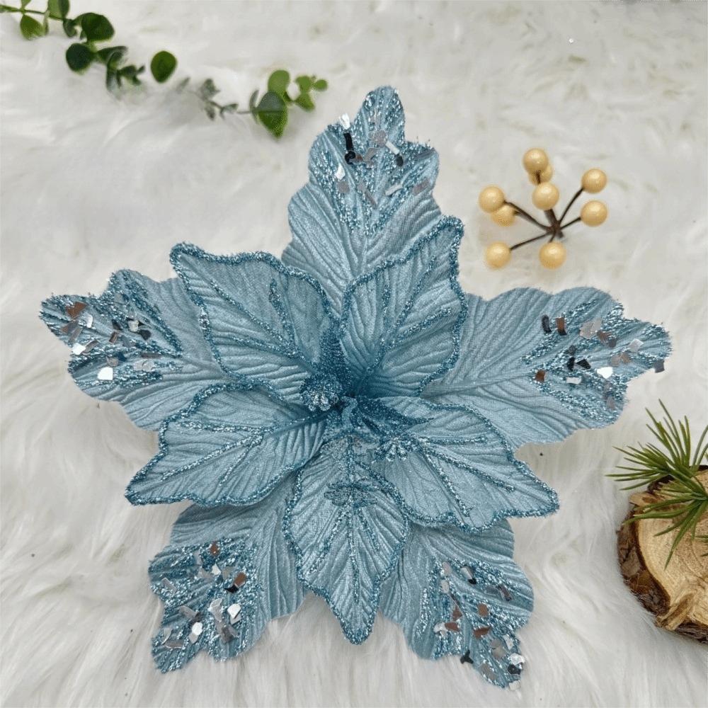 DIY Glitter Simulation Flower Sequins Xmas Flower Heads New Simulation Christmas Flower New Year