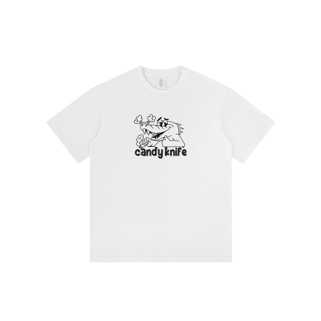 Trendy Korean Cartoon Crocodile Print Couple T-Shirt - Short Sleeve, Versatile Summer Style